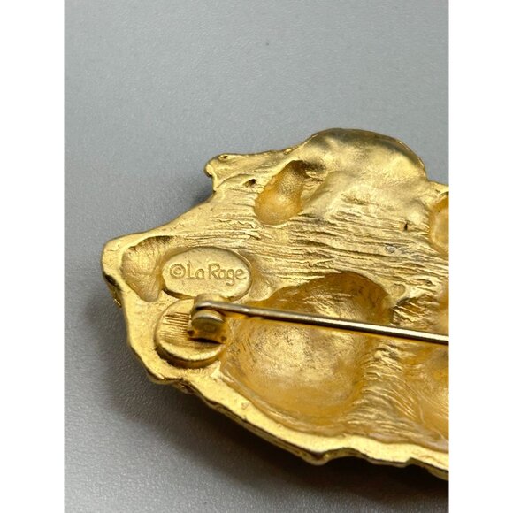 Vintage Pin Brooch La Rage Three Angels Cherubs in Clouds Gold Tone Angel Wings - Picture 6 of 9